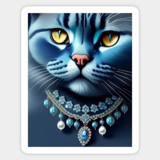 Jeweled British Blue Cat Sticker